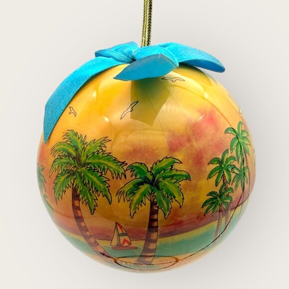 Los Angeles California Ornament Palm Tree Sunset Design Blue Ribbon - Picture 2 of 2